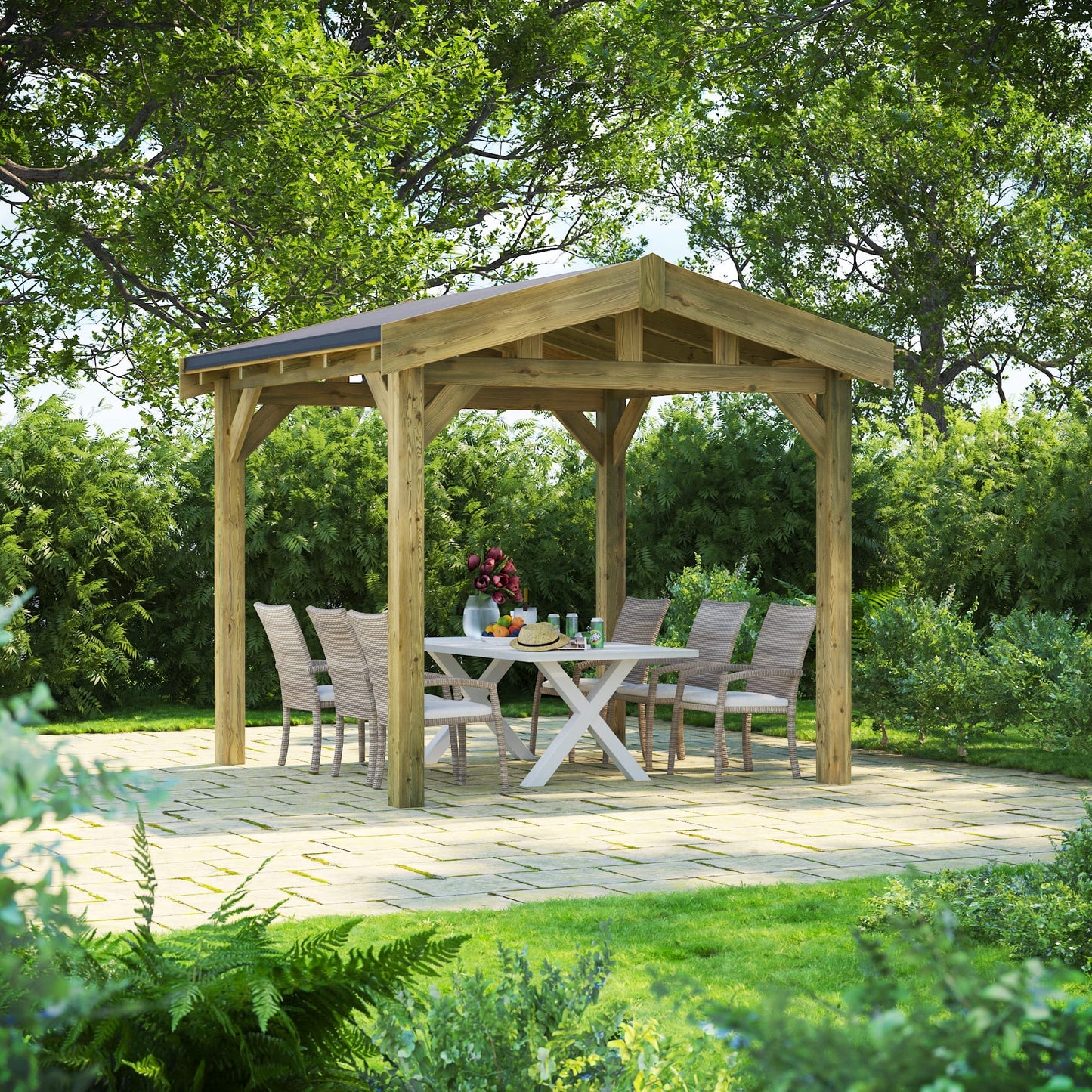Gartenlaube mit Satteldach