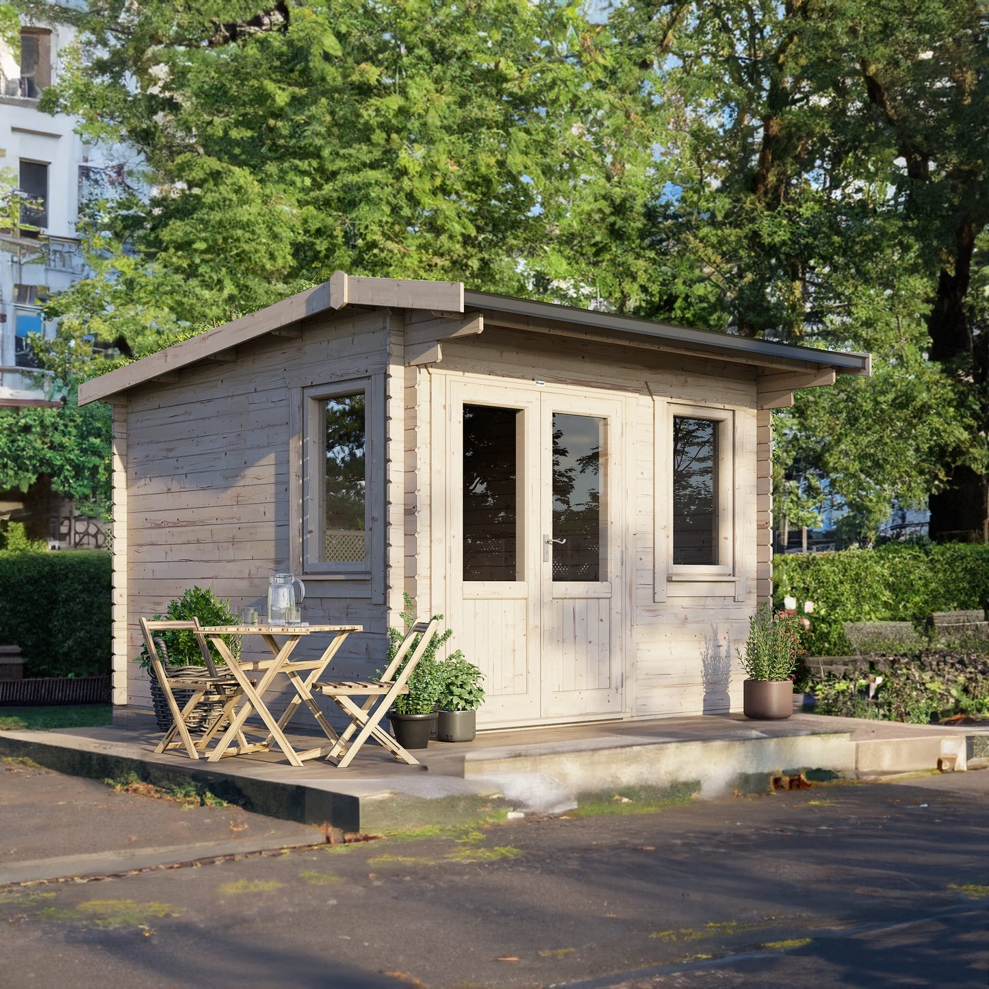 Blockhütte mit Satteldach - 28 mm