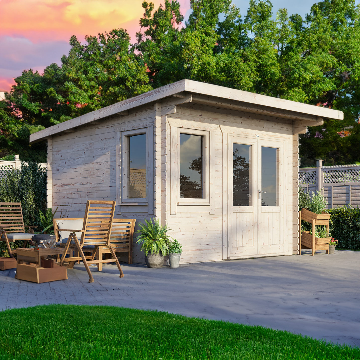 Pent Classic Log Cabin - 44mm