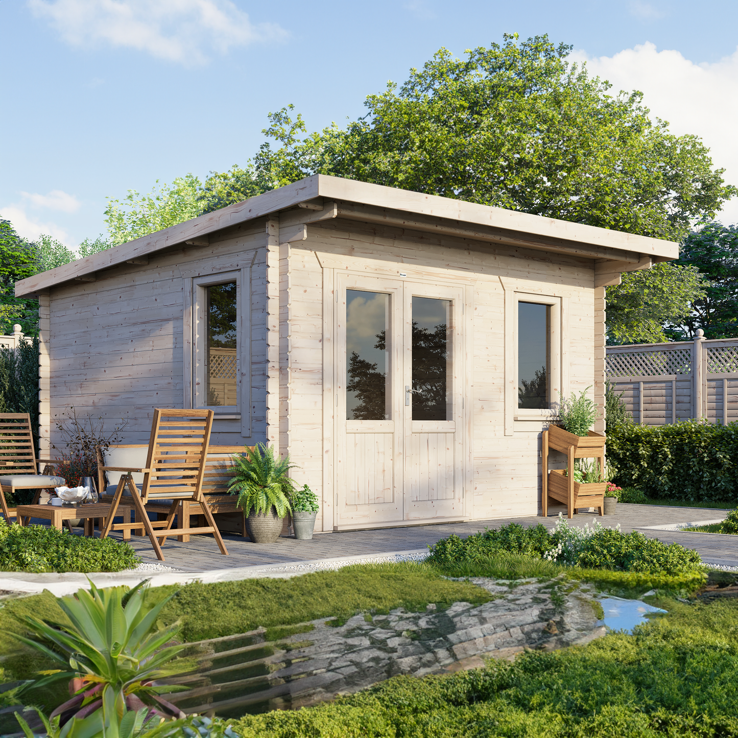 Pent Classic Log Cabin - 44mm