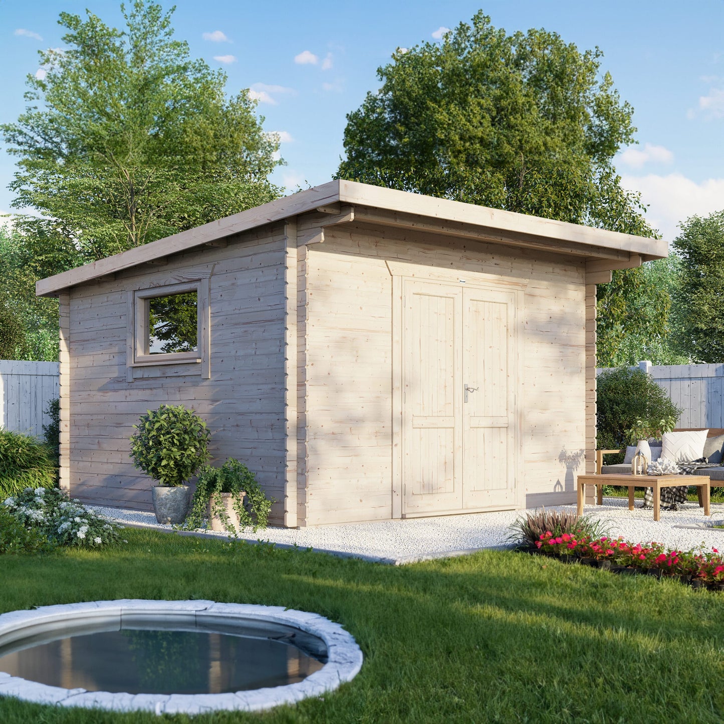 Pent Workshop Log Cabin