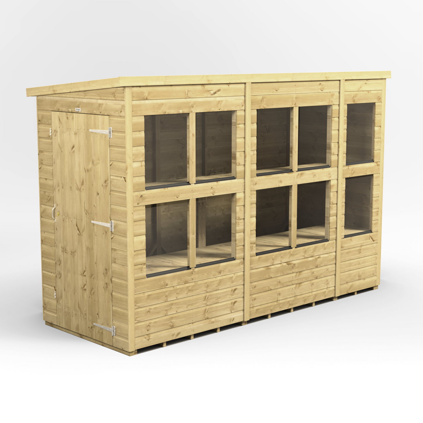Premium Holz-Gewächshaus mit Pultdach