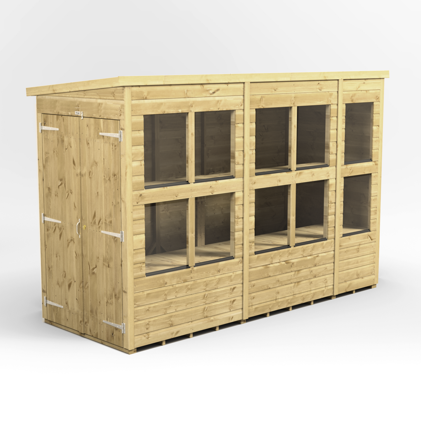 Premium Holz-Gewächshaus mit Pultdach