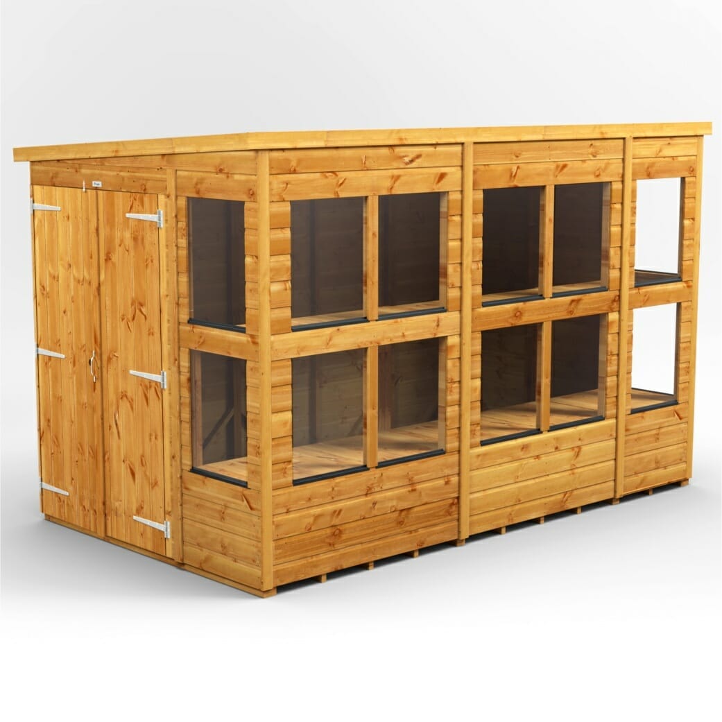 Holz-Gewächshaus mit Pultdach