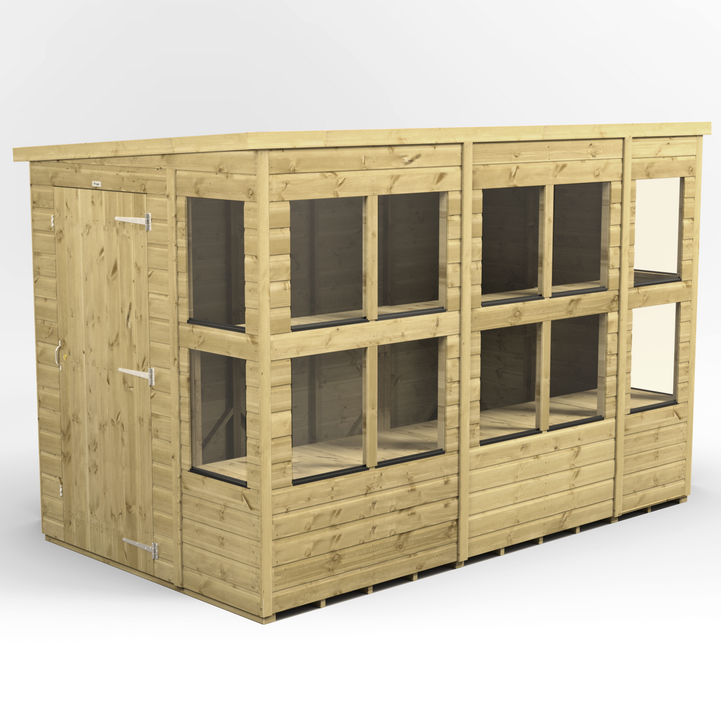 Premium Holz-Gewächshaus mit Pultdach