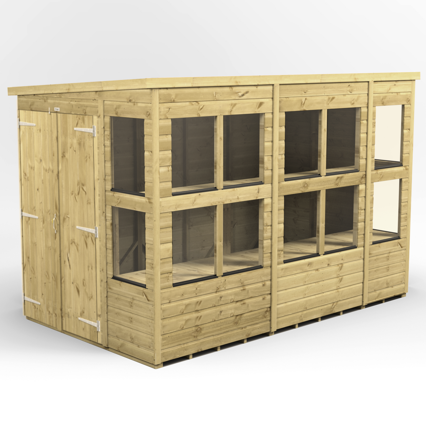 Premium Holz-Gewächshaus mit Pultdach