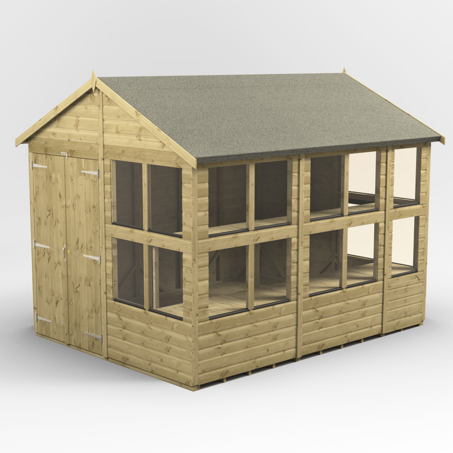 Premium Holz-Gewächshaus mit Satteldach
