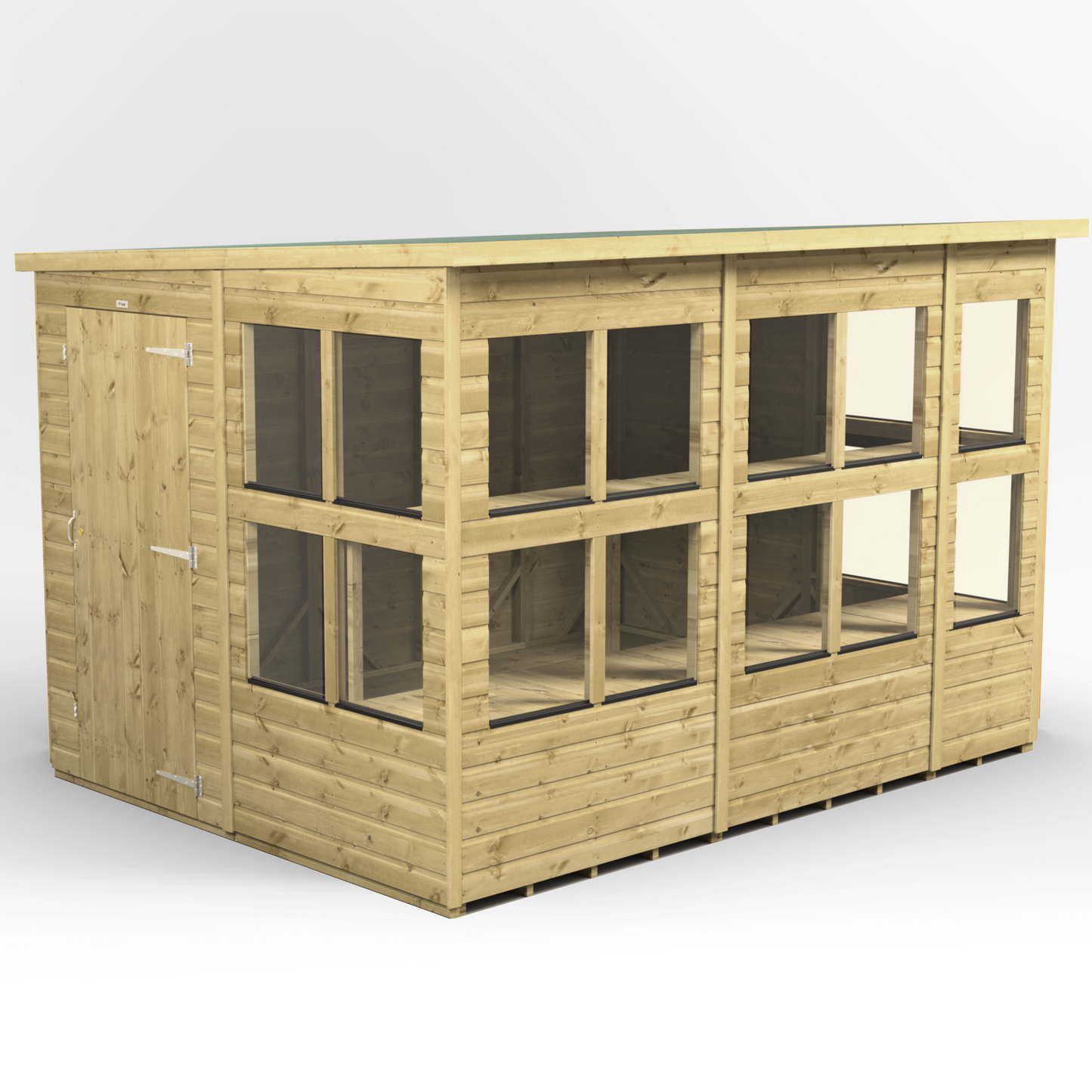 Premium Holz-Gewächshaus mit Pultdach