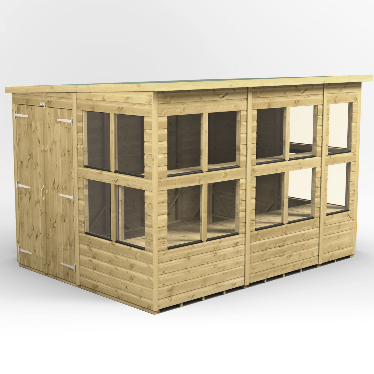 Premium Holz-Gewächshaus mit Pultdach