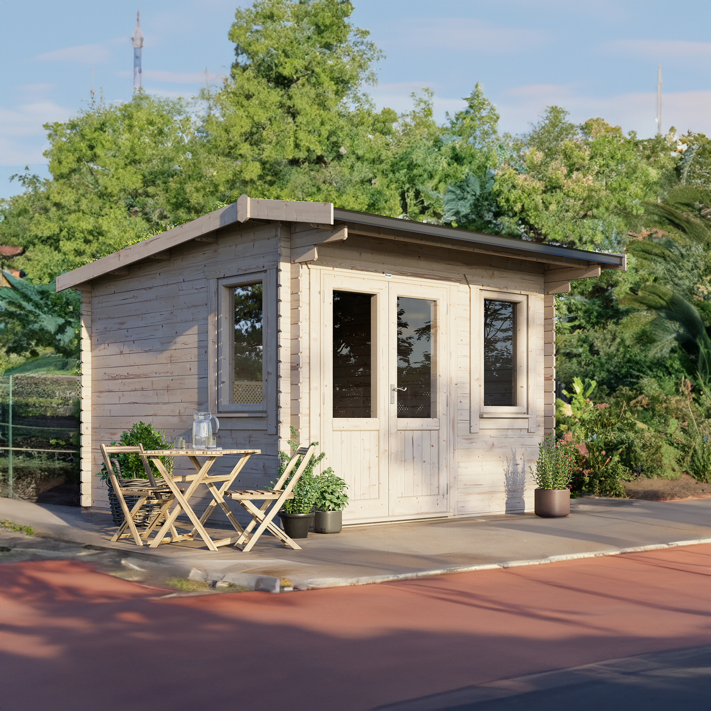 Classic Blockhütte mit Satteldach - 44 mm