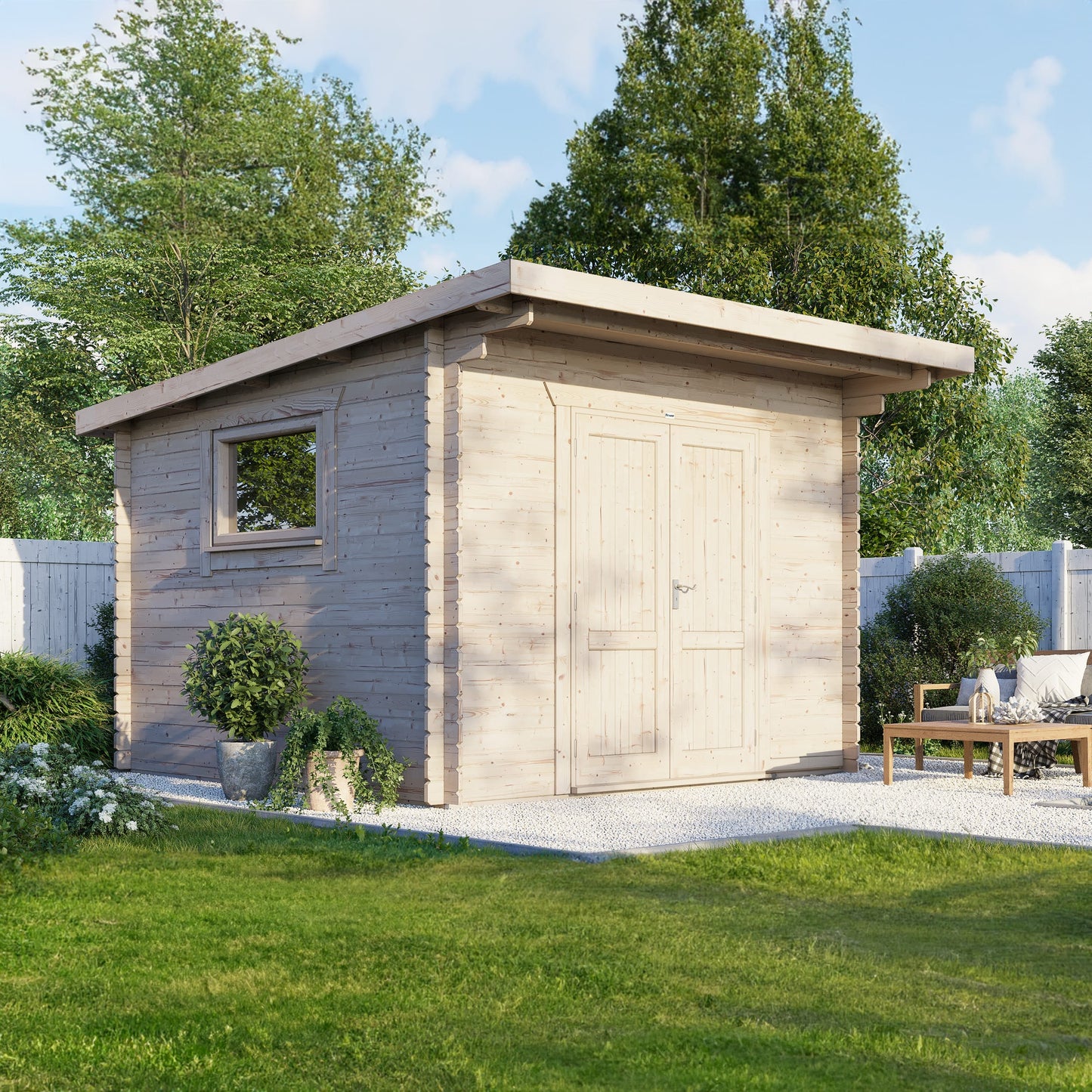Pent Workshop Log Cabin