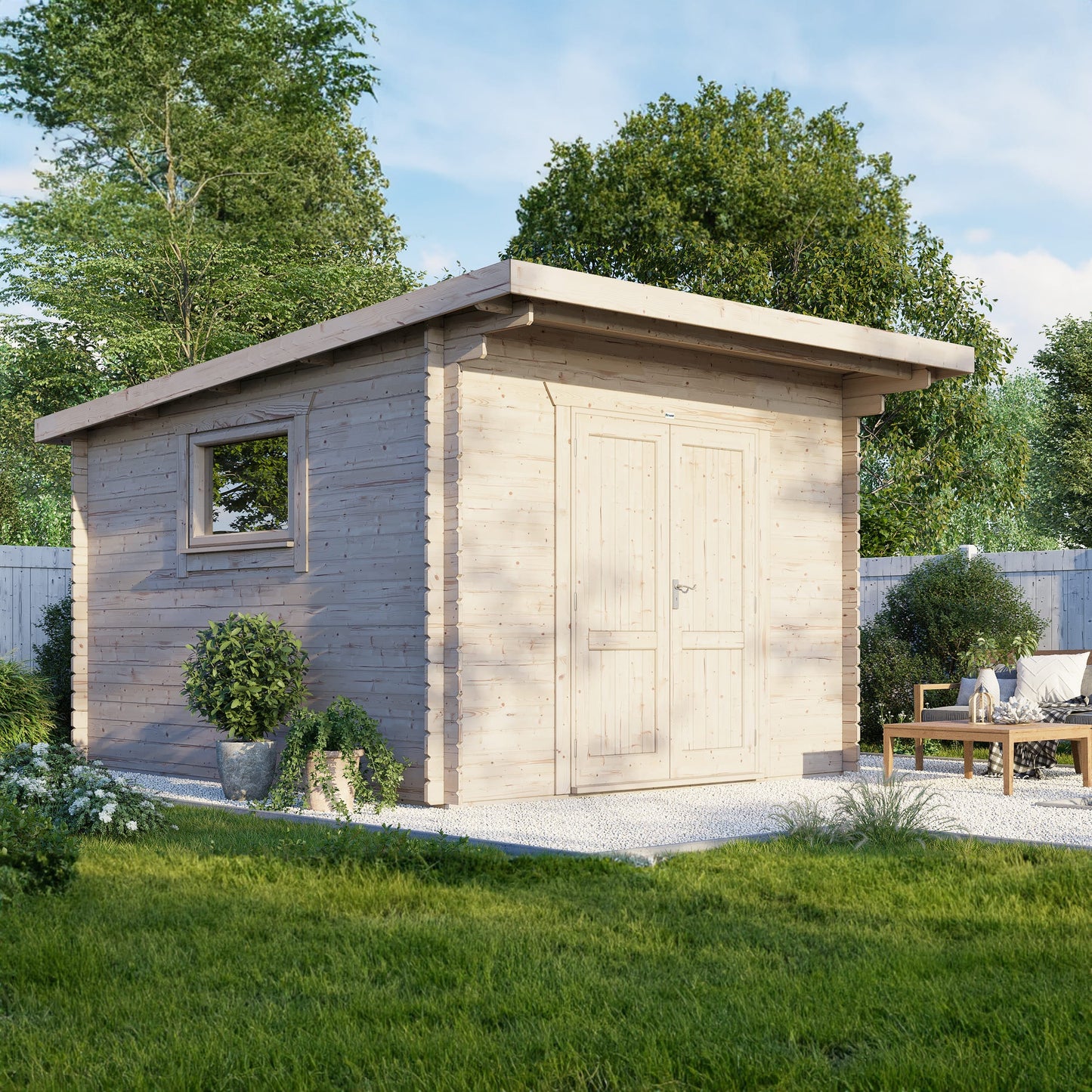 Pent Workshop Log Cabin