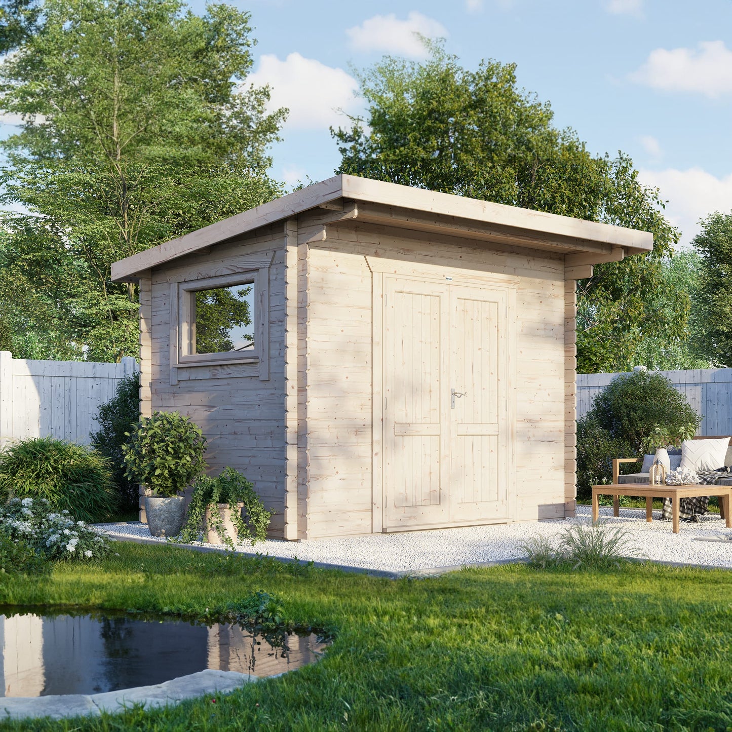 Pent Workshop Log Cabin