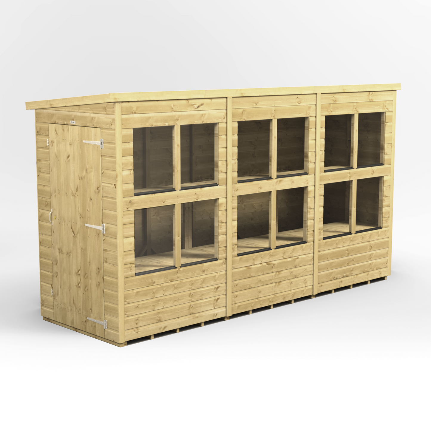 Premium Holz-Gewächshaus mit Pultdach