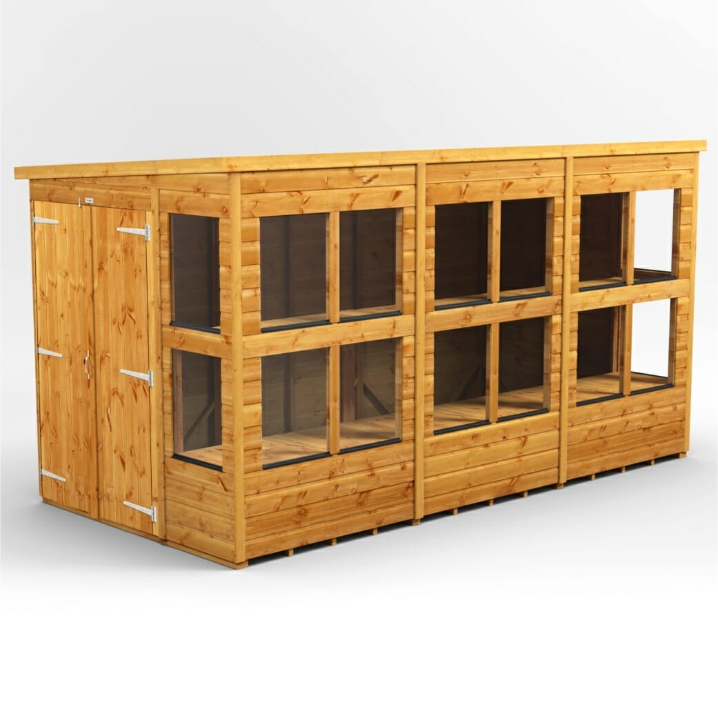Holz-Gewächshaus mit Pultdach