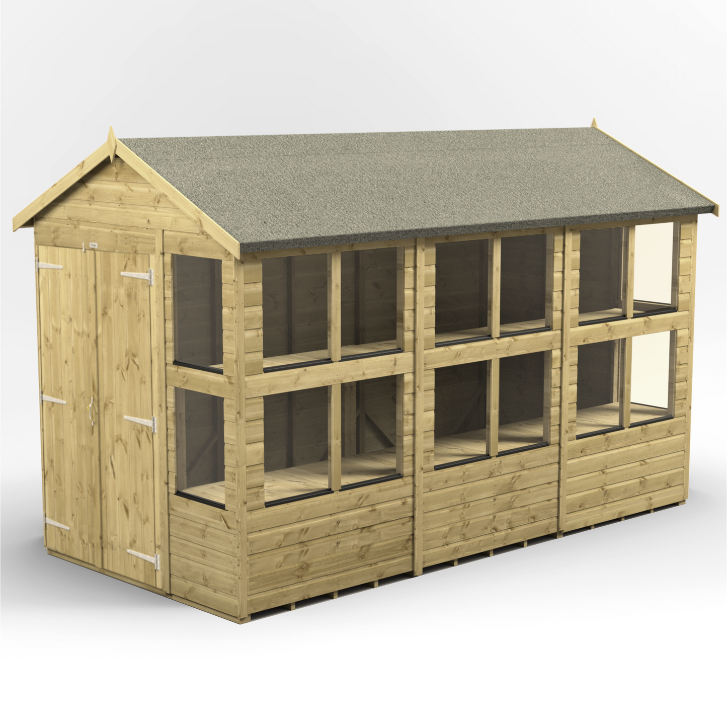 Premium Holz-Gewächshaus mit Satteldach