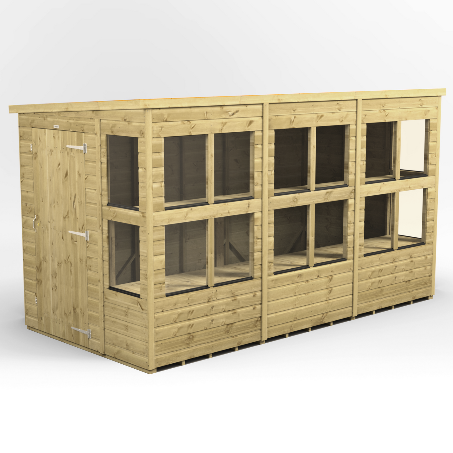 Premium Holz-Gewächshaus mit Pultdach