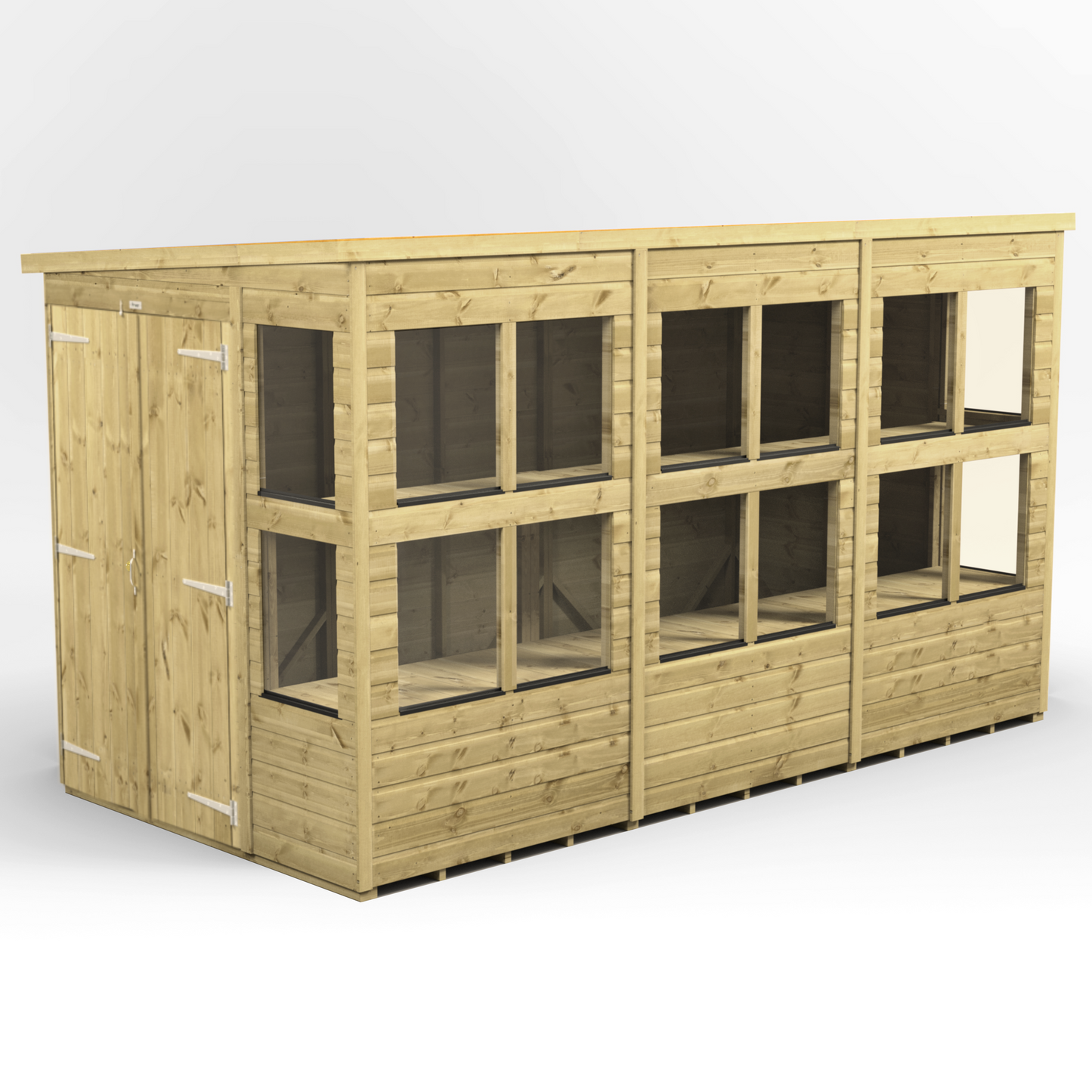 Premium Holz-Gewächshaus mit Pultdach