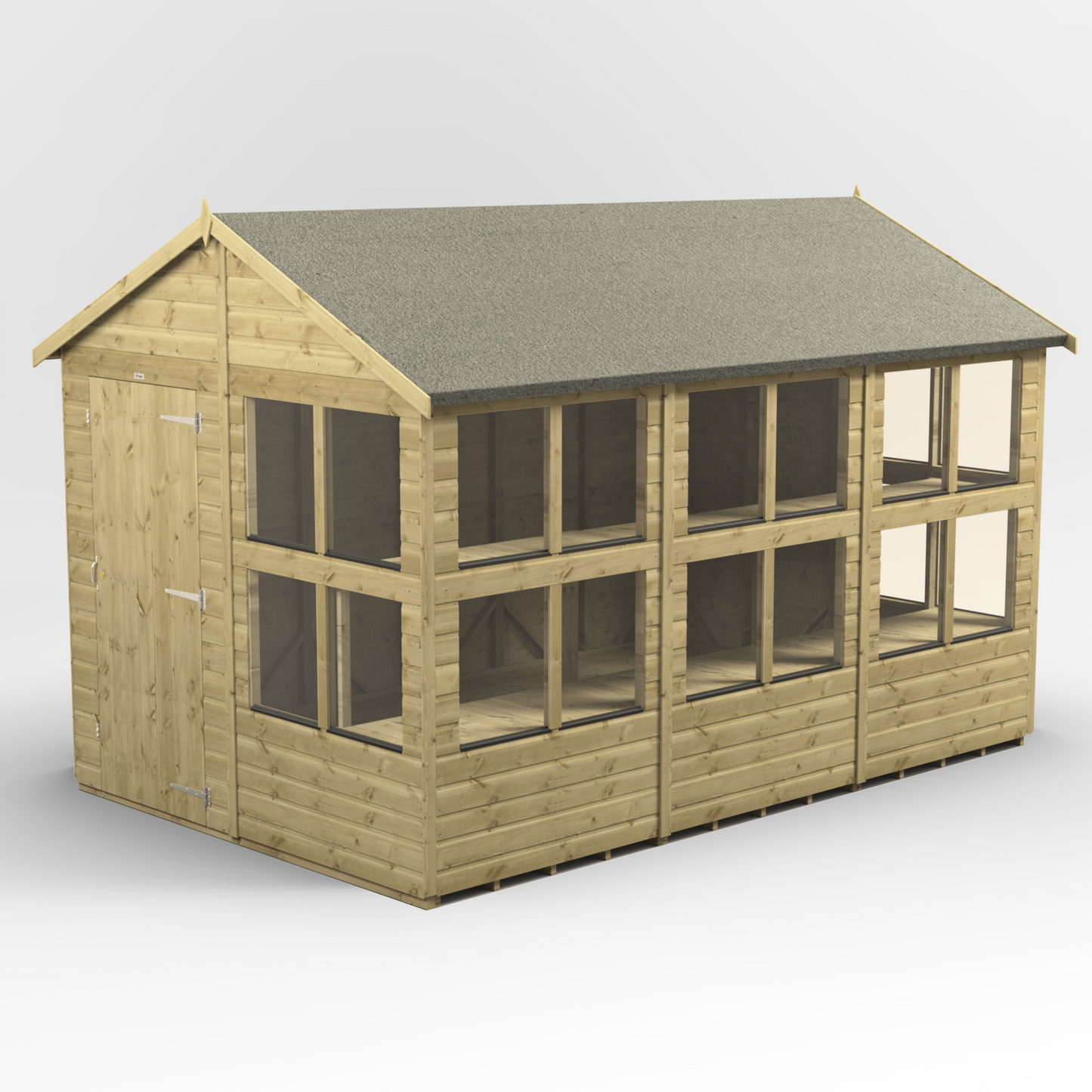 Premium Holz-Gewächshaus mit Satteldach