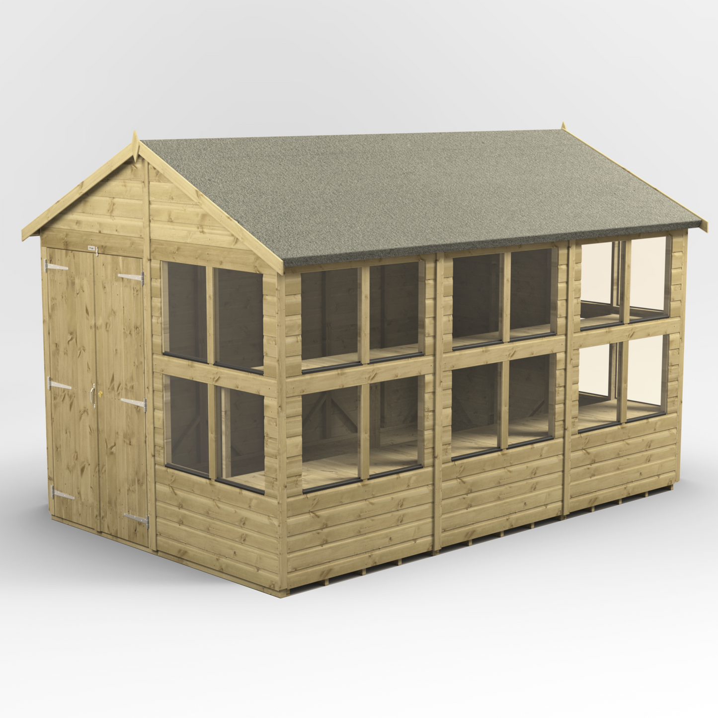 Premium Holz-Gewächshaus mit Satteldach