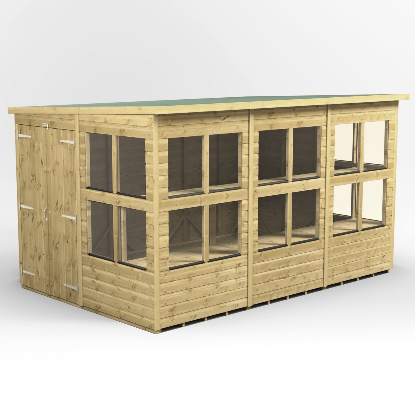 Premium Holz-Gewächshaus mit Pultdach