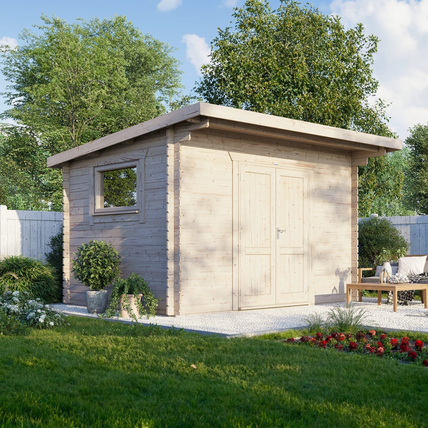 Pent Workshop Log Cabin