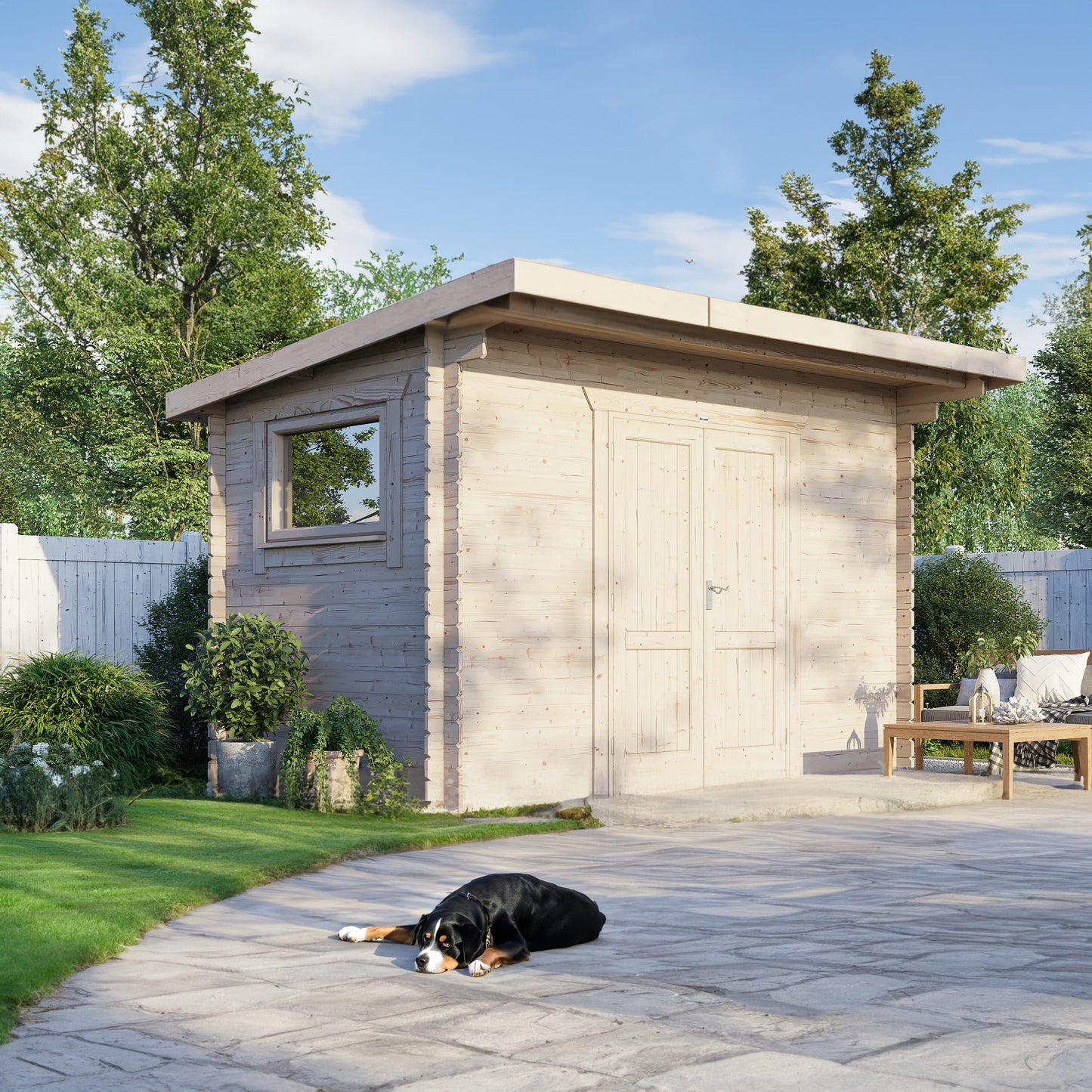 Pent Workshop Log Cabin