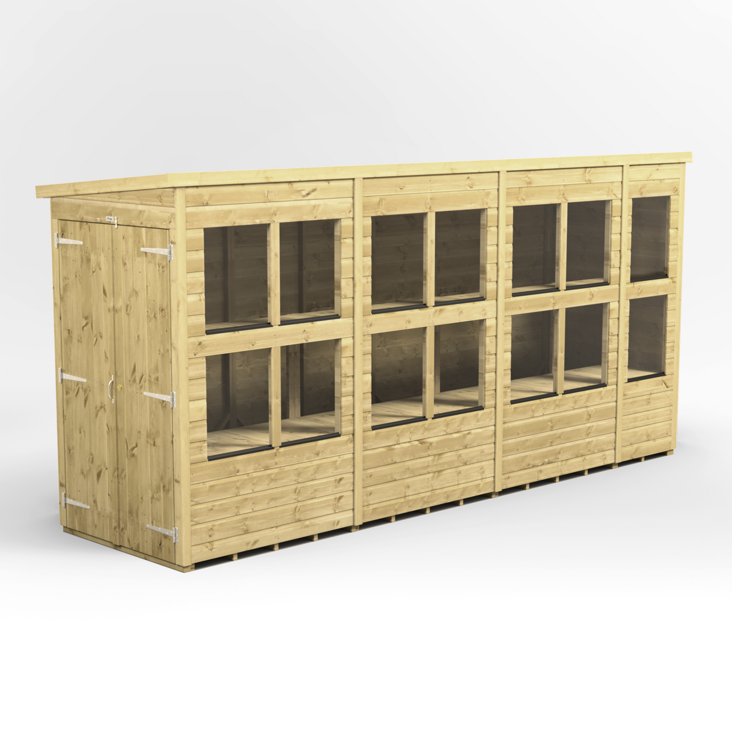 Premium Holz-Gewächshaus mit Pultdach