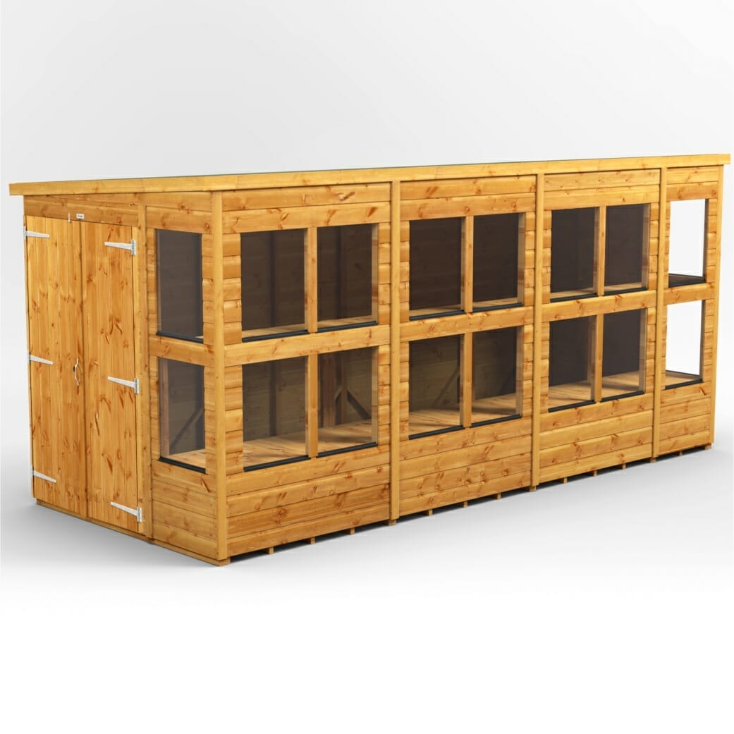 Holz-Gewächshaus mit Pultdach