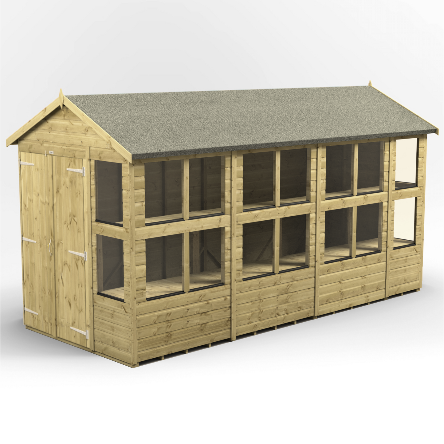 Premium Holz-Gewächshaus mit Satteldach
