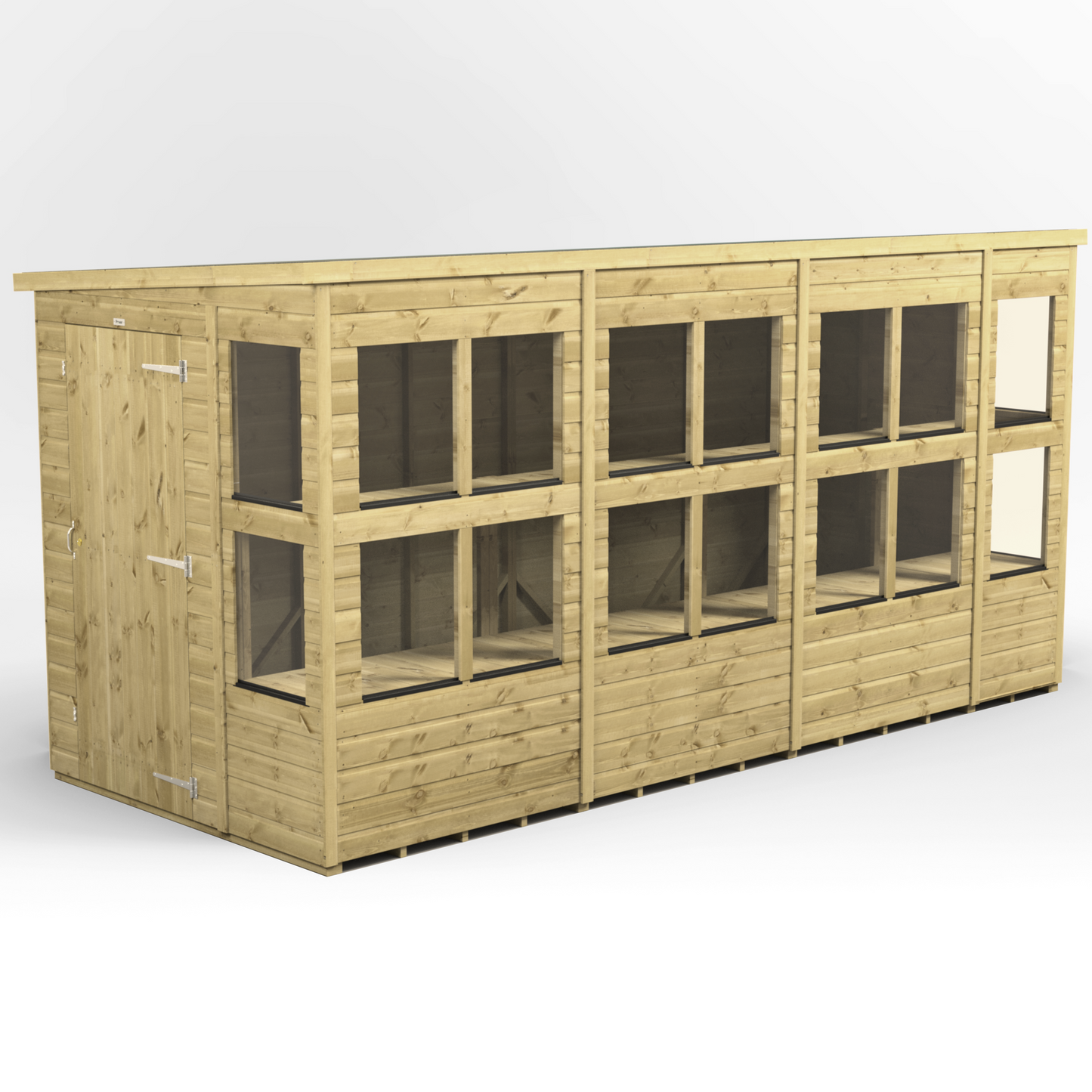 Premium Holz-Gewächshaus mit Pultdach