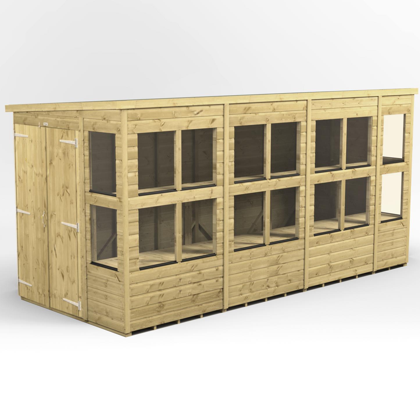 Premium Holz-Gewächshaus mit Pultdach