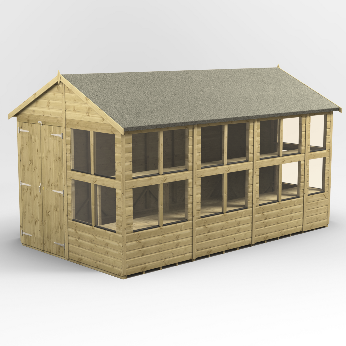 Premium Holz-Gewächshaus mit Satteldach