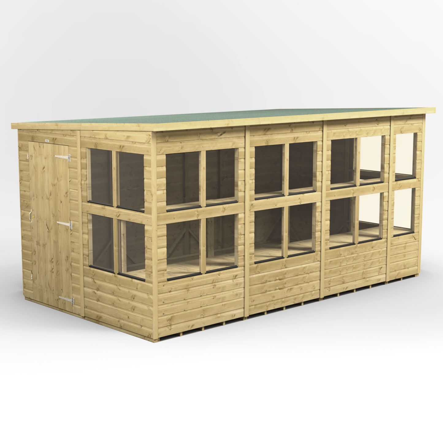 Premium Holz-Gewächshaus mit Pultdach