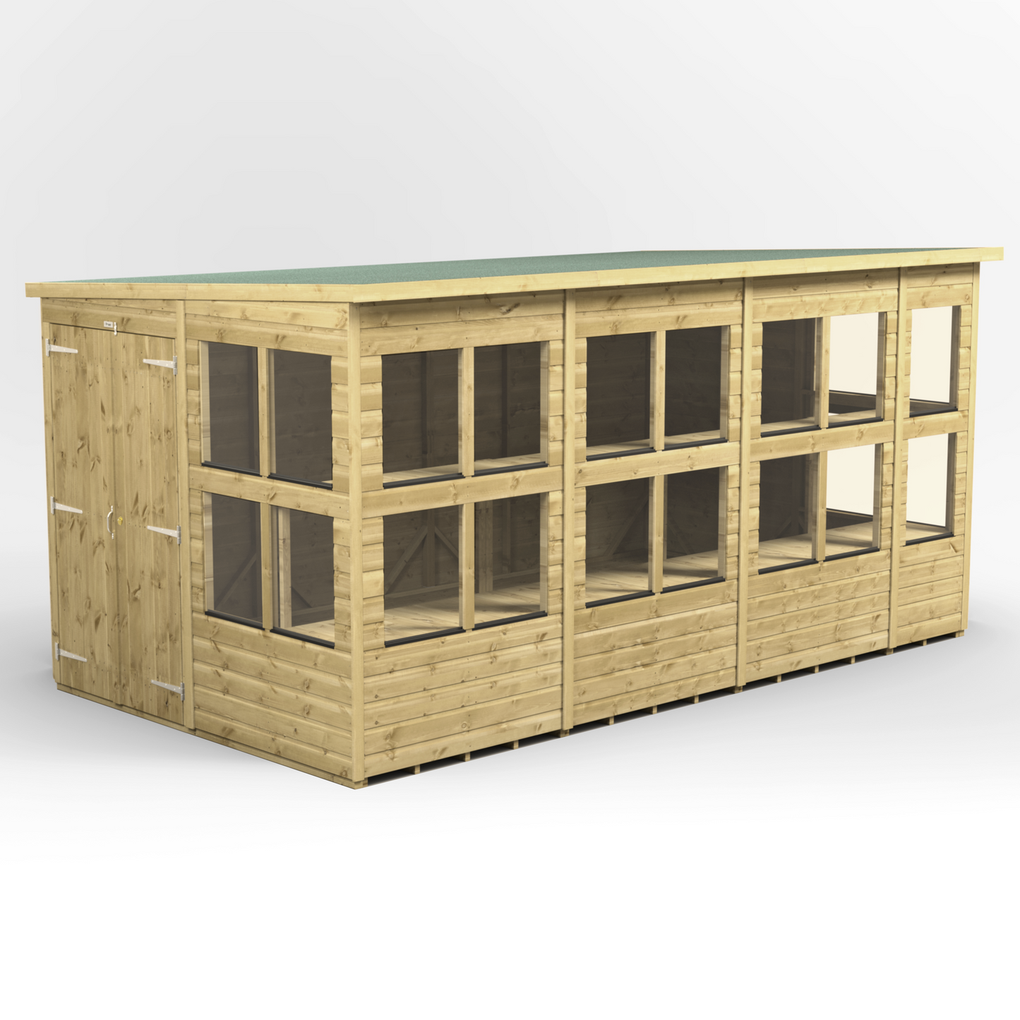 Premium Holz-Gewächshaus mit Pultdach