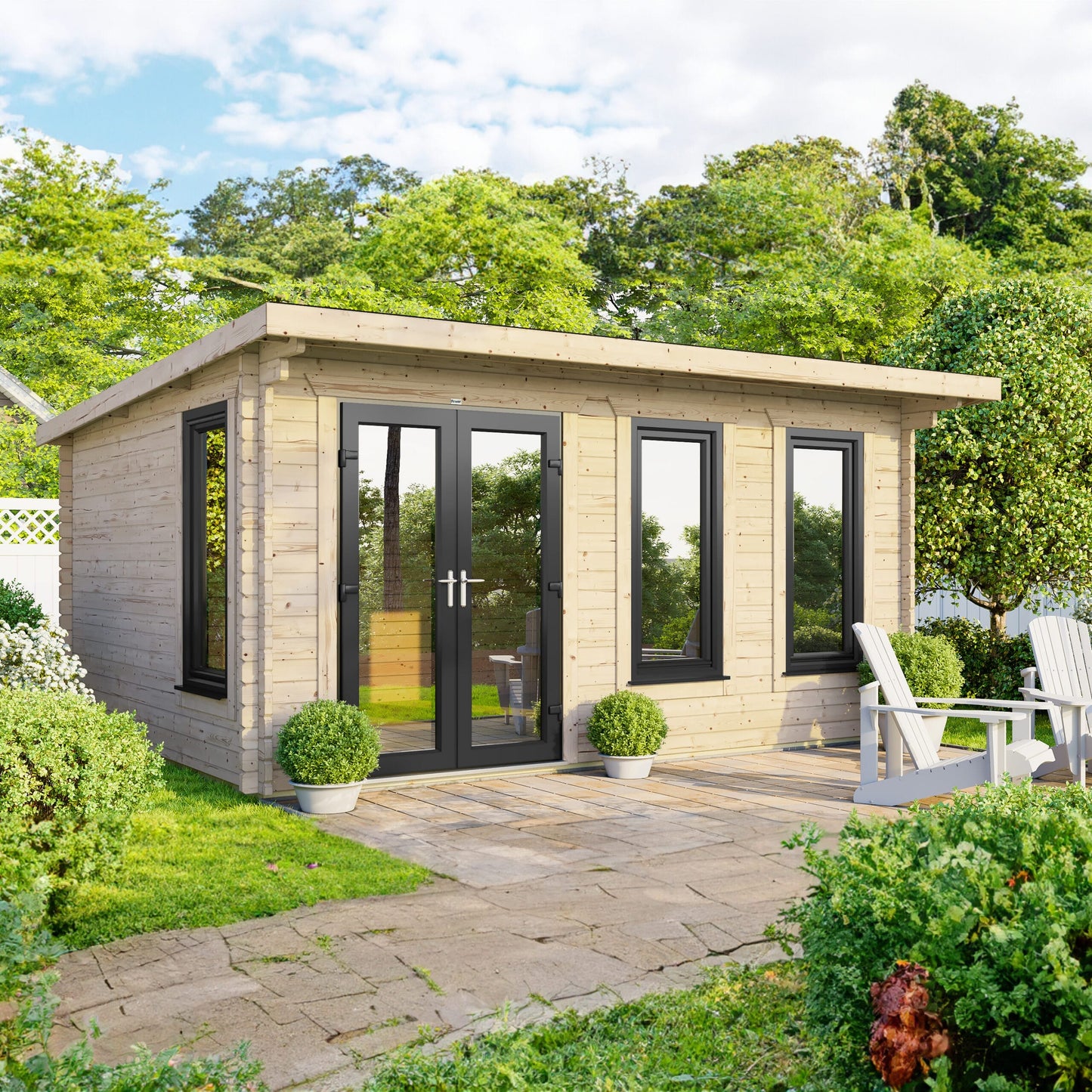 16x10 Power Pent Log Cabin, Doors to the Left - 44mm