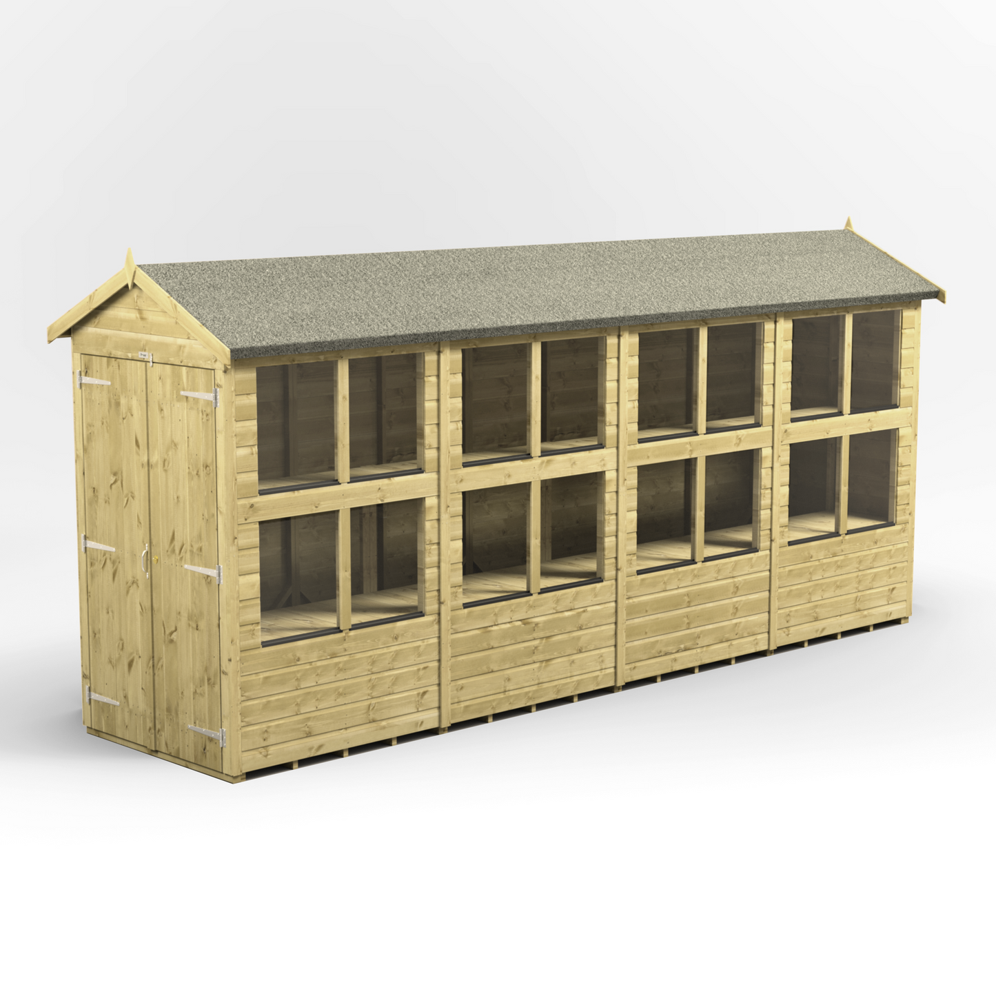 Premium Holz-Gewächshaus mit Satteldach