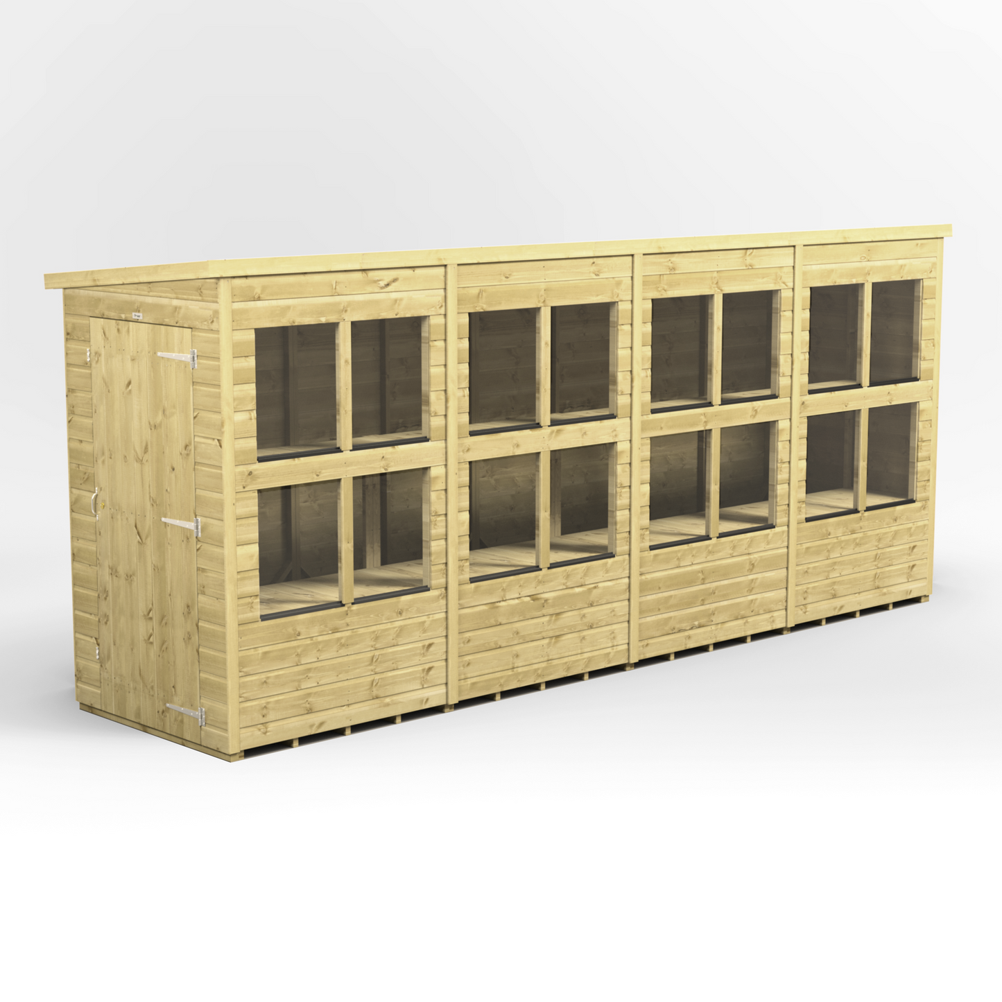Premium Holz-Gewächshaus mit Pultdach