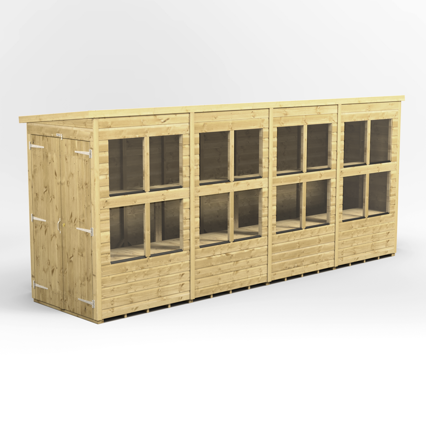 Premium Holz-Gewächshaus mit Pultdach