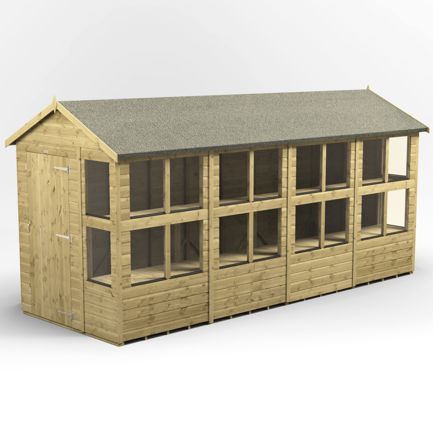 Premium Holz-Gewächshaus mit Satteldach