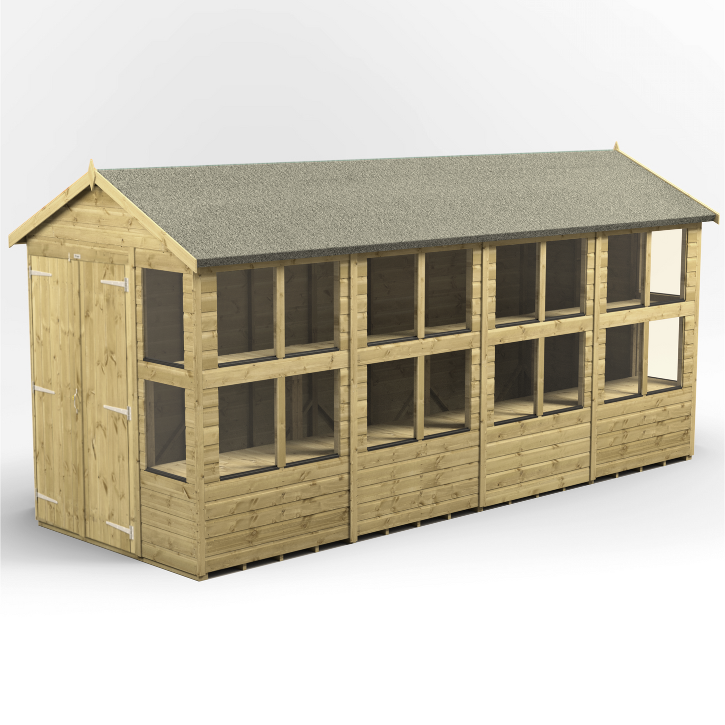 Premium Holz-Gewächshaus mit Satteldach