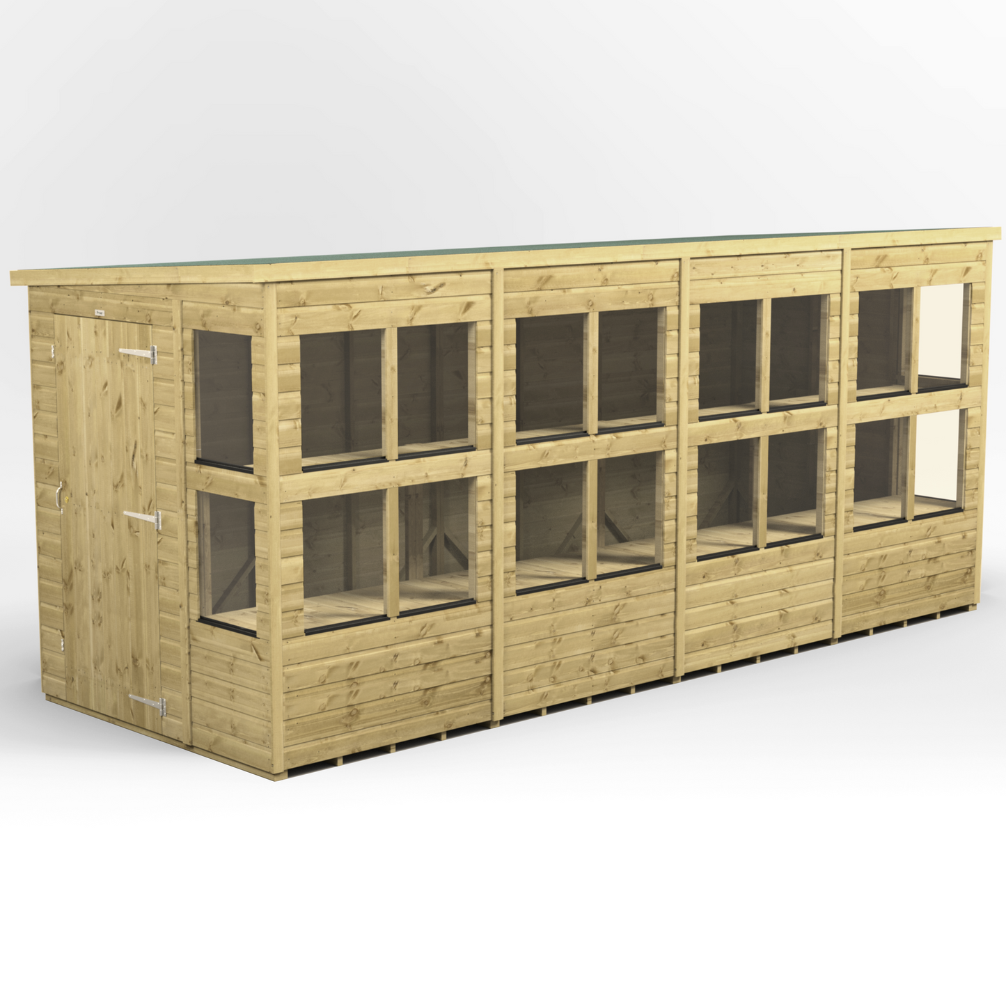 Premium Holz-Gewächshaus mit Pultdach