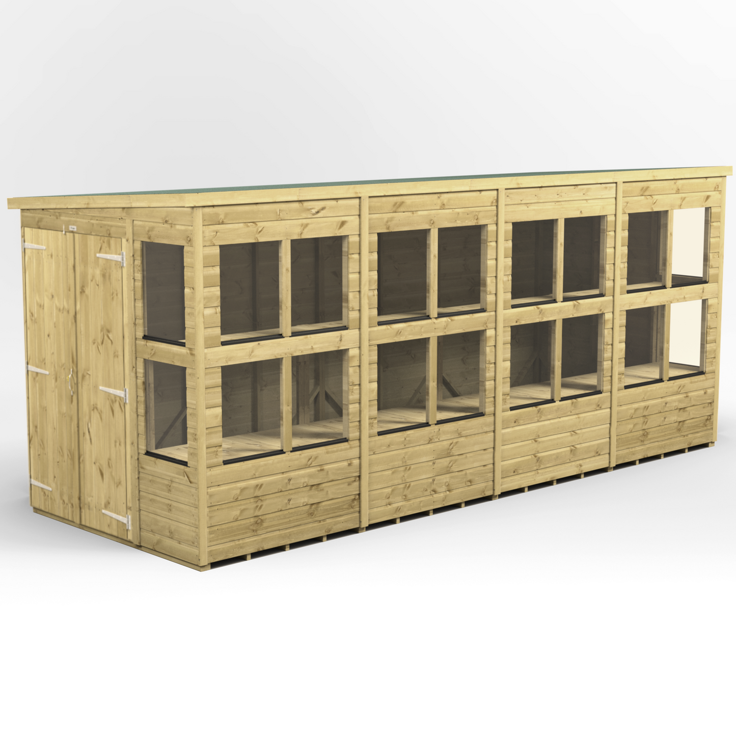 Premium Holz-Gewächshaus mit Pultdach