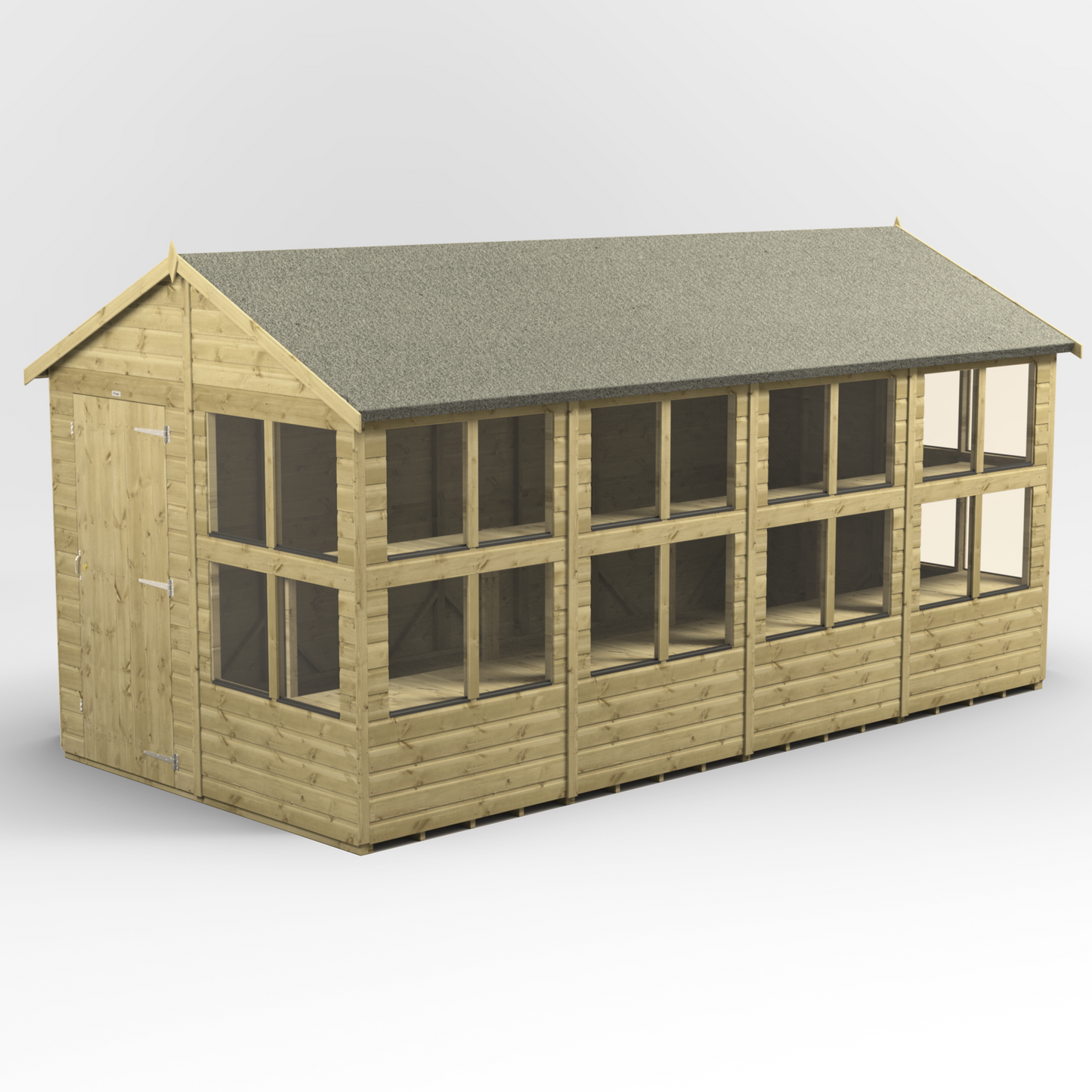 Premium Holz-Gewächshaus mit Satteldach