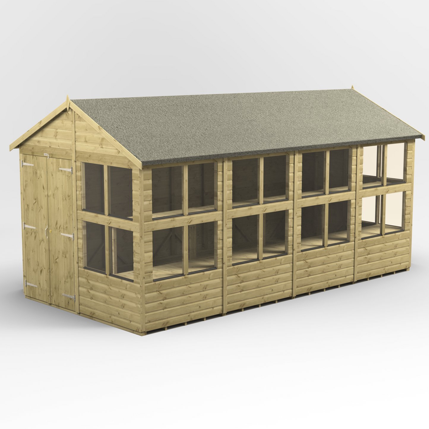 Premium Holz-Gewächshaus mit Satteldach