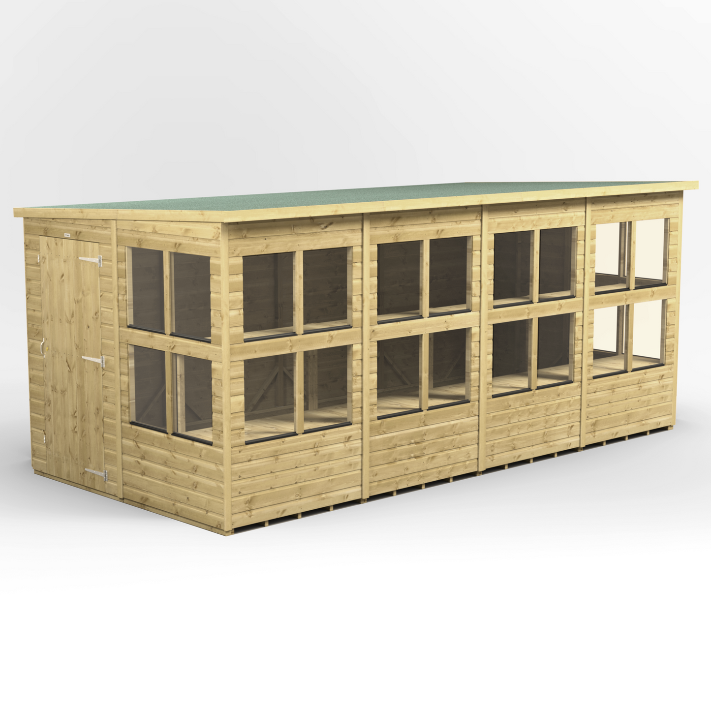 Premium Holz-Gewächshaus mit Pultdach