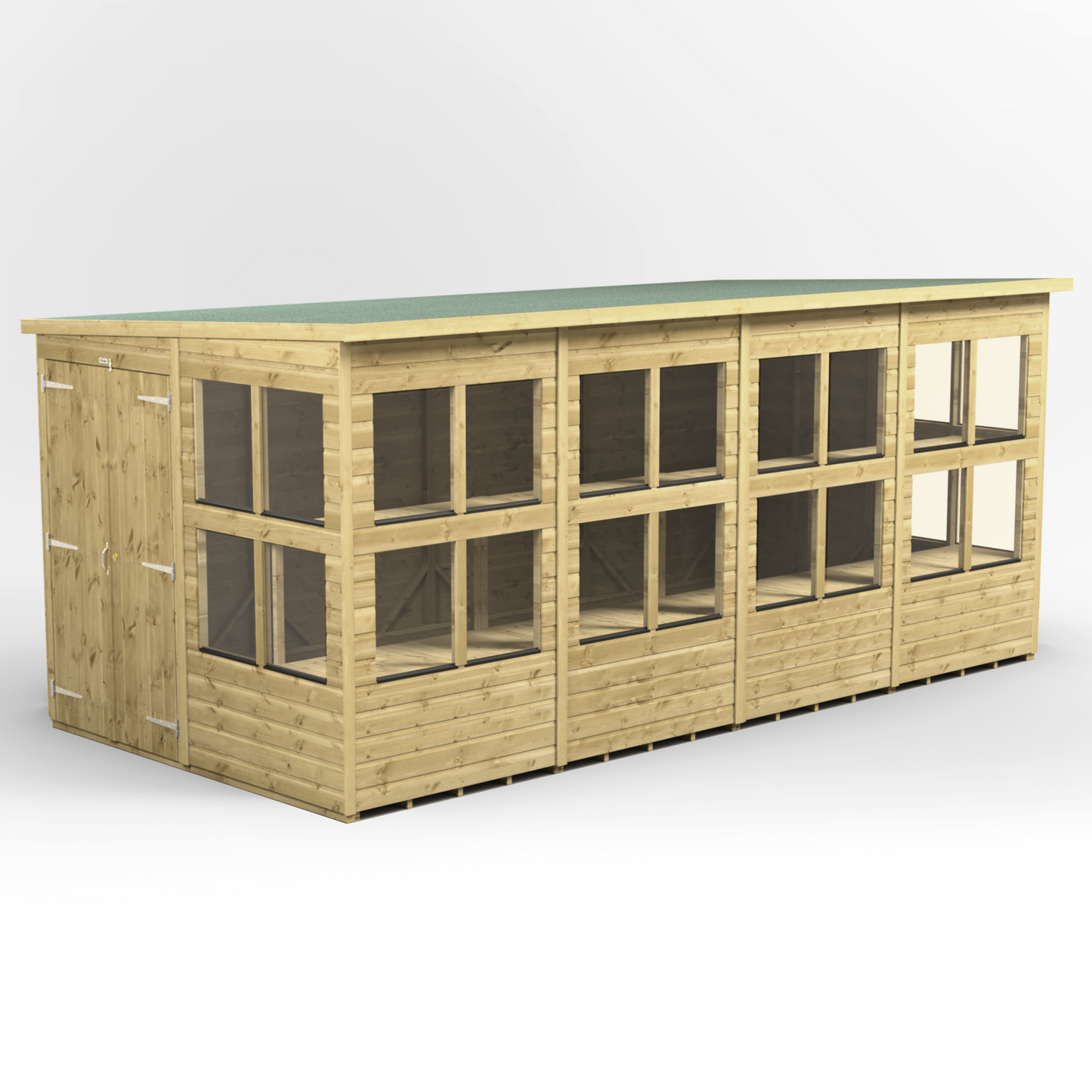 Premium Holz-Gewächshaus mit Pultdach