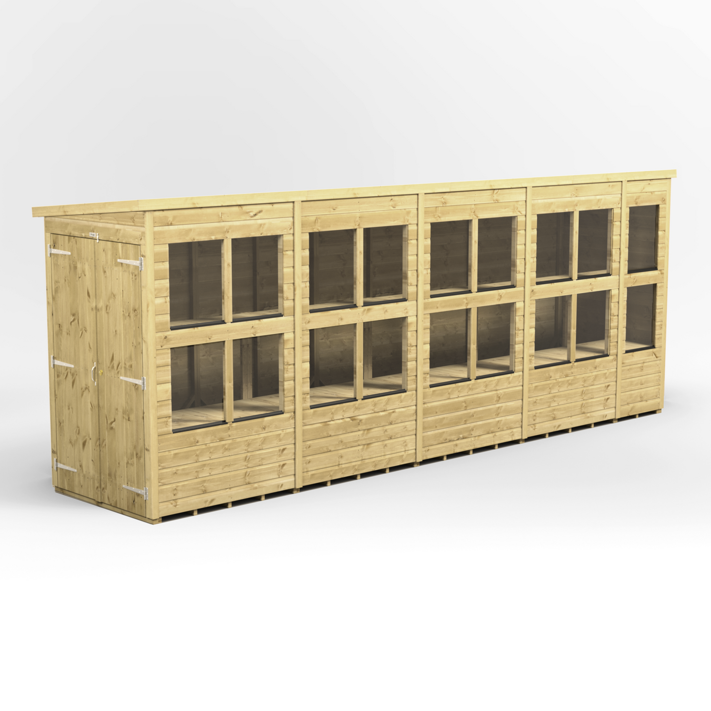 Premium Holz-Gewächshaus mit Pultdach