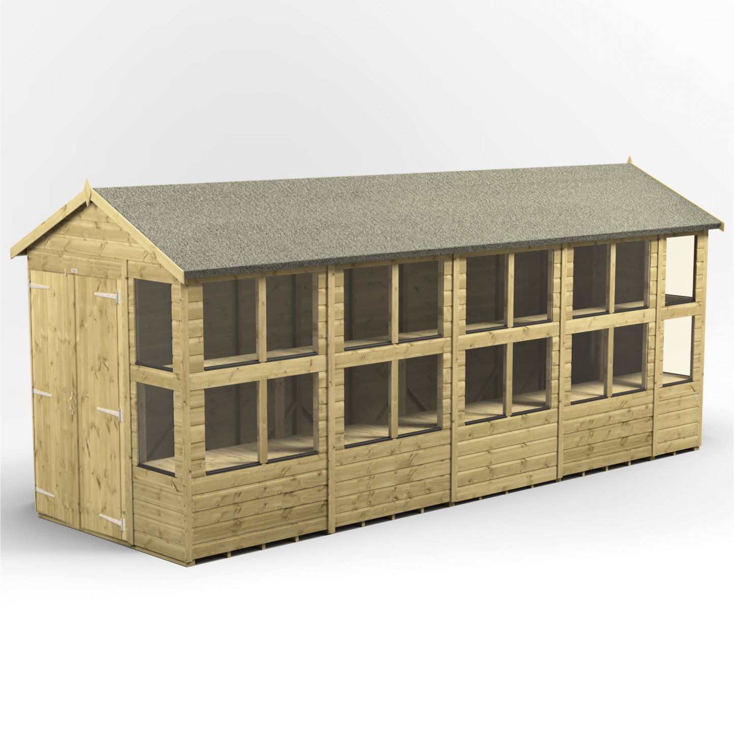 Premium Holz-Gewächshaus mit Satteldach