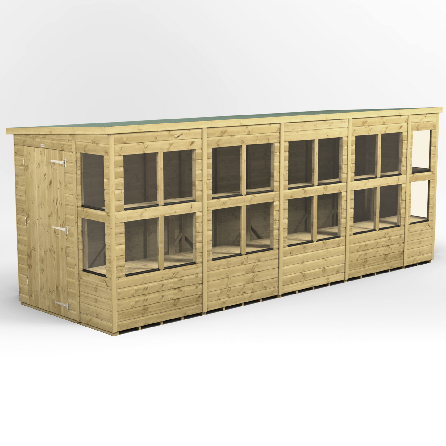 Premium Holz-Gewächshaus mit Pultdach